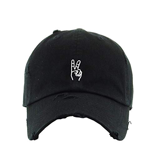 Peace Sign Vintage Baseball Cap Embroidered Cotton Adjustable Distressed  Dad Hat