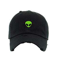 Green Alien Vintage Baseball Cap Embroidered Cotton Adjustable Distressed Dad Hat