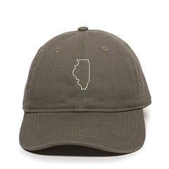 Illinois Map Outline Dad Baseball Cap Embroidered Cotton Adjustable Dad Hat