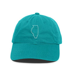 Illinois Map Outline Dad Baseball Cap Embroidered Cotton Adjustable Dad Hat