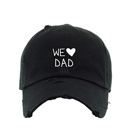 We Heart Dad Vintage Baseball Cap Embroidered Cotton Adjustable Distressed Dad Hat