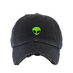 Green Alien Vintage Baseball Cap Embroidered Cotton Adjustable Distressed Dad Hat