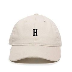 H Initial Letter Baseball Cap Embroidered Cotton Adjustable Dad Hat