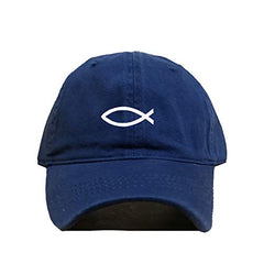 Jesus Fish Dad Baseball Cap Embroidered Cotton Adjustable Dad Hat