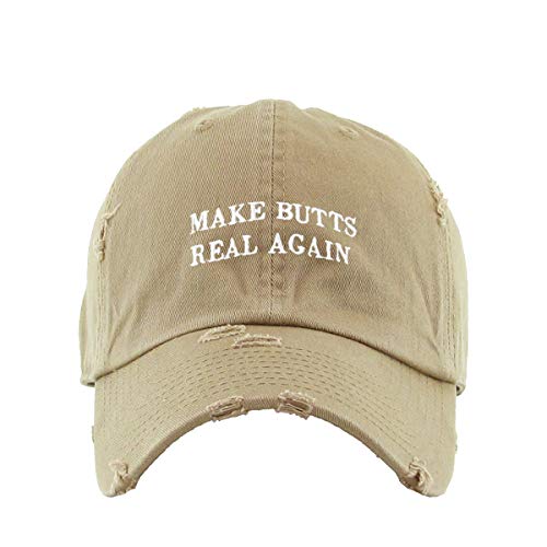 Make Butts Real Again Vintage Baseball Cap Embroidered Cotton Adjustable  Distressed Dad Hat - Khaki