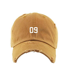 #09 Jersey Number Dad Vintage Baseball Cap Embroidered Cotton Adjustable Distressed Dad Hat