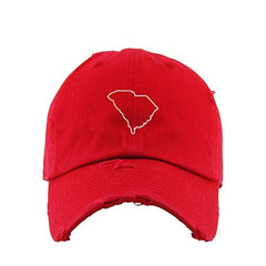 South Carolina Map Outline Dad Vintage Baseball Cap Embroidered Cotton Adjustable Distressed Dad Hat