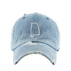 Alabama Map Outline Dad Vintage Baseball Cap Embroidered Cotton Adjustable Distressed Dad Hat