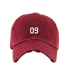 #09 Jersey Number Dad Vintage Baseball Cap Embroidered Cotton Adjustable Distressed Dad Hat