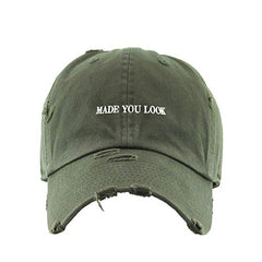 Made You Look Vintage Baseball Cap Embroidered Cotton Adjustable Distressed Dad Hat