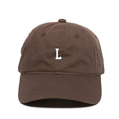 L Initial Letter Baseball Cap Embroidered Cotton Adjustable Dad Hat