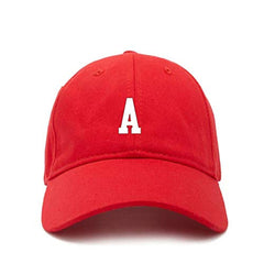 A Initial Letter Baseball Cap Embroidered Cotton Adjustable Dad Hat