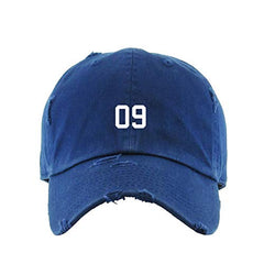 #09 Jersey Number Dad Vintage Baseball Cap Embroidered Cotton Adjustable Distressed Dad Hat