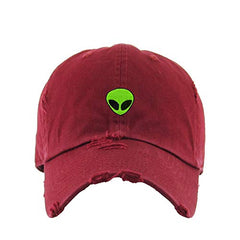 Green Alien Vintage Baseball Cap Embroidered Cotton Adjustable Distressed Dad Hat