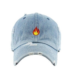 Flame Vintage Baseball Cap Embroidered Cotton Adjustable Distressed Dad Hat